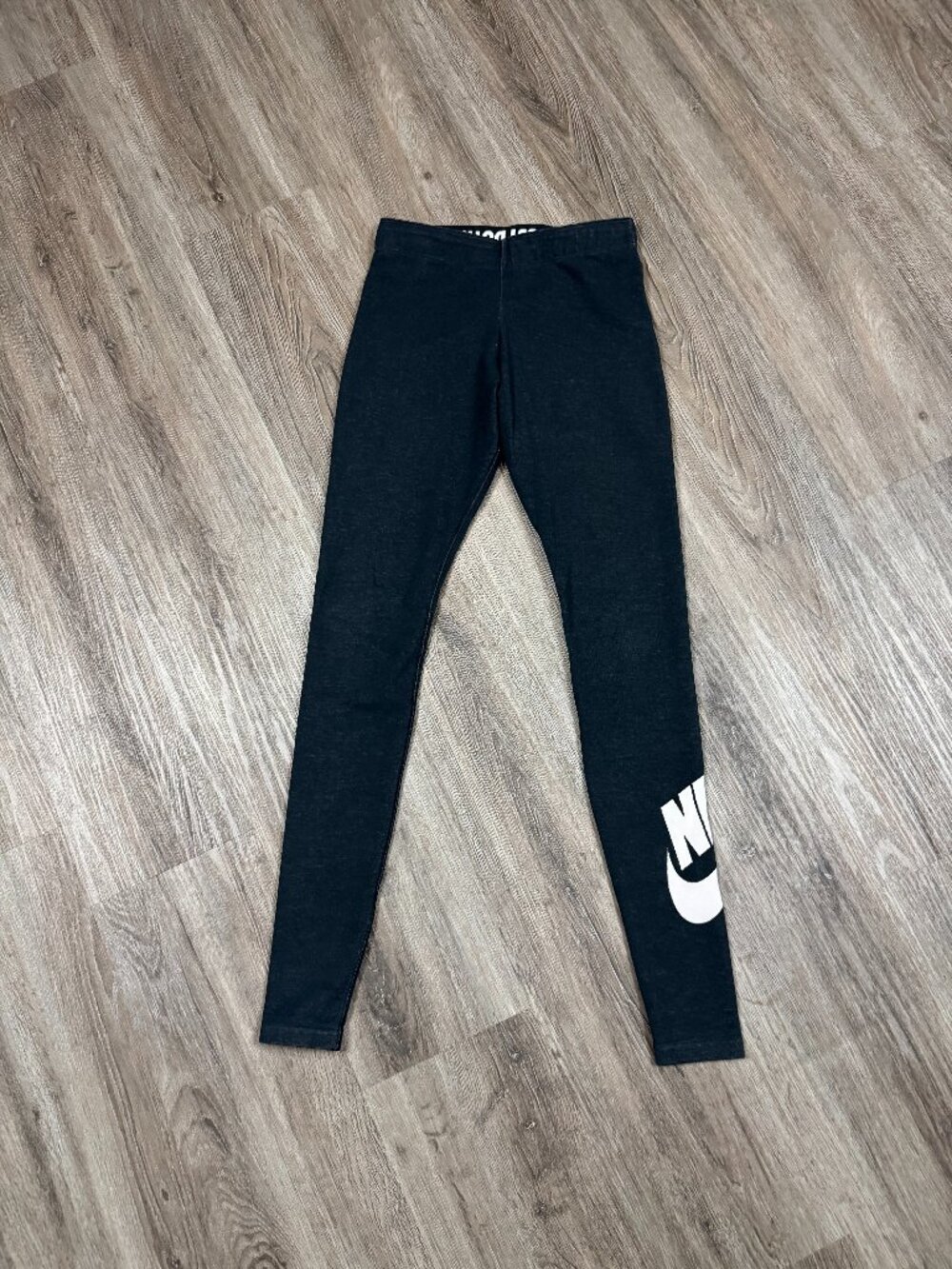 Nike Womens Leggings XS Gray Heather White Letter Leg Logo Just Do It Leggings
